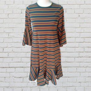 LulaRoe Sz XXS Maurine Striped Dress Pink, Blue, Gold